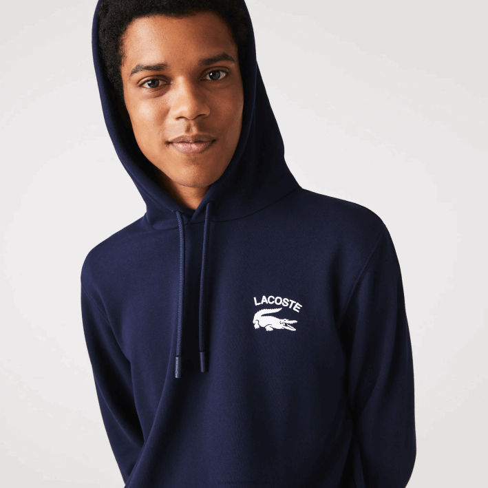 hombres Lacoste 6F24359 azul marino 166 sudadera con capucha de corte clásico