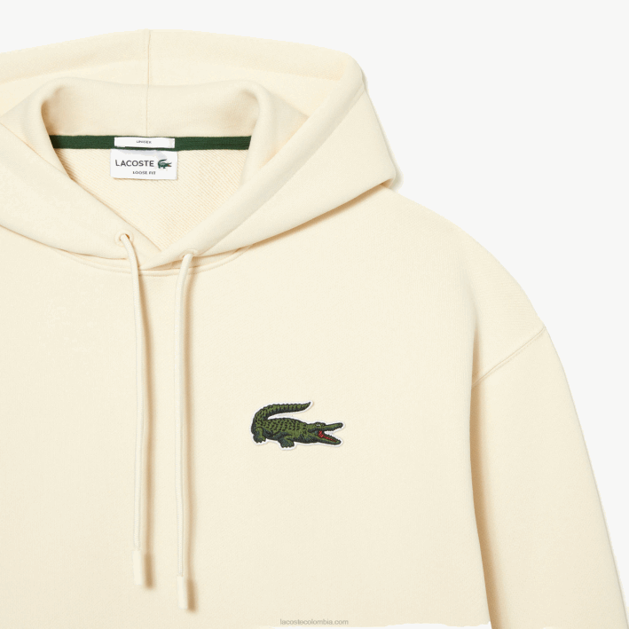 hombres Lacoste 6F24365 xfj blanco sudadera holgada de algodón orgánico con capucha