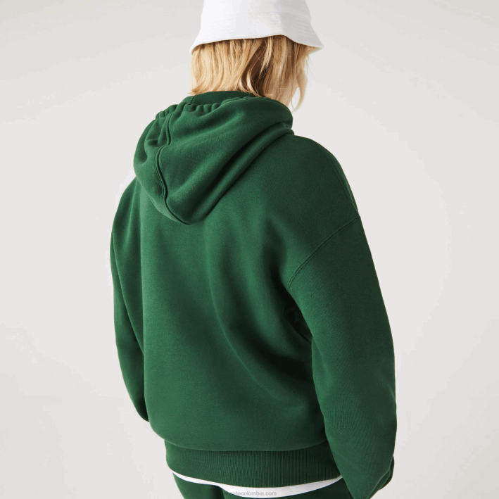 hombres Lacoste 6F24367 verde 132 sudadera holgada de algodón orgánico con capucha