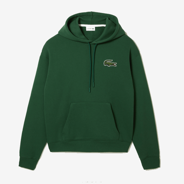 hombres Lacoste 6F24367 verde 132 sudadera holgada de algodón orgánico con capucha