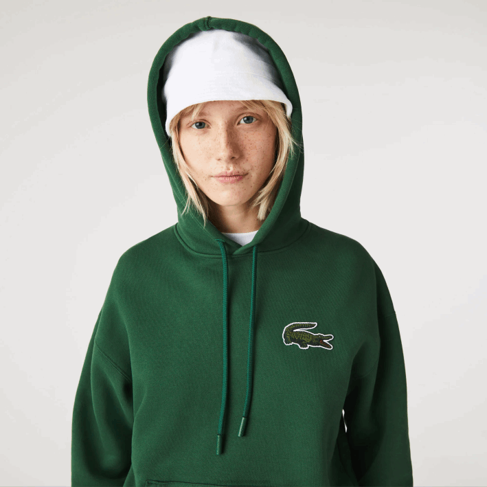 hombres Lacoste 6F24367 verde 132 sudadera holgada de algodón orgánico con capucha