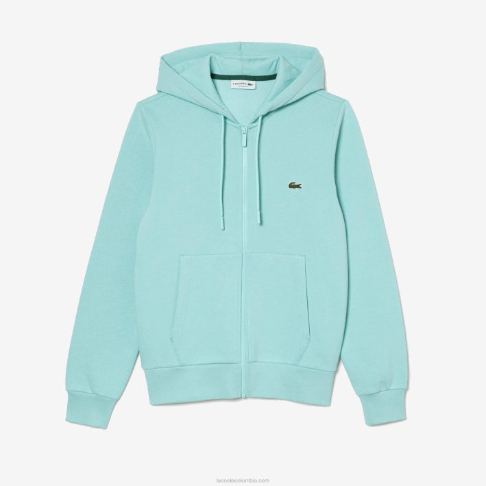 hombres Lacoste 6F24373 menta lgf sudadera con cremallera y bolsillo canguro