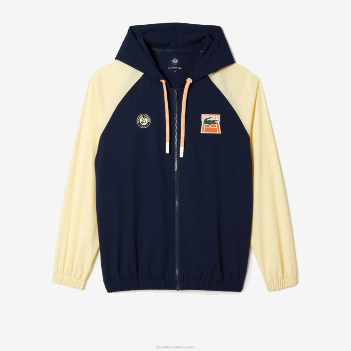 hombres Lacoste 6F24375 azul marino amarillo wim sudadera sport con cremallera edición roland garros