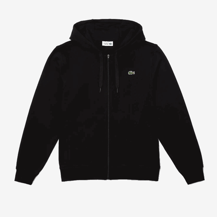 hombres Lacoste 6F24947 negro c31 sudadera con capucha deportiva ligera de dos materiales