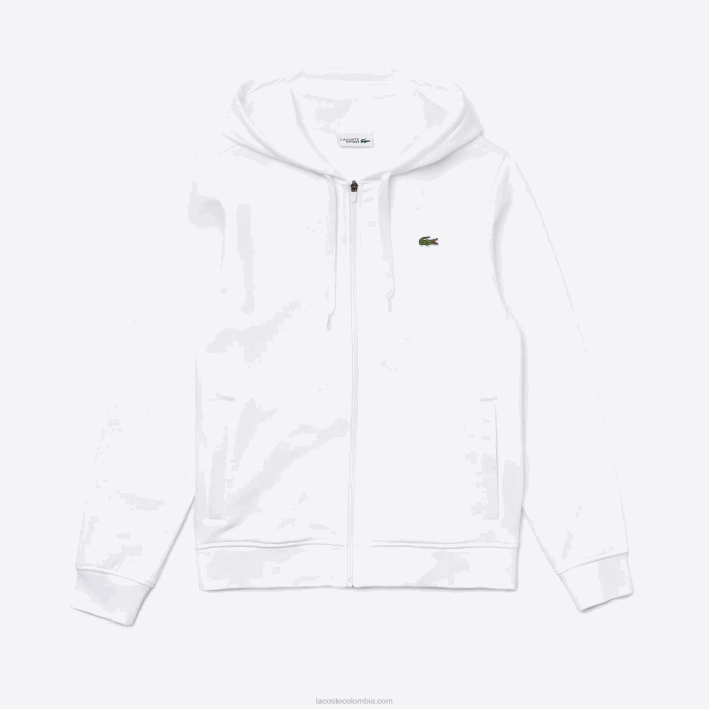 hombres Lacoste 6F24948 blanco 800 sudadera con capucha deportiva ligera de dos materiales
