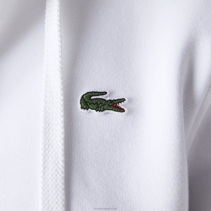 hombres Lacoste 6F24948 blanco 800 sudadera con capucha deportiva ligera de dos materiales