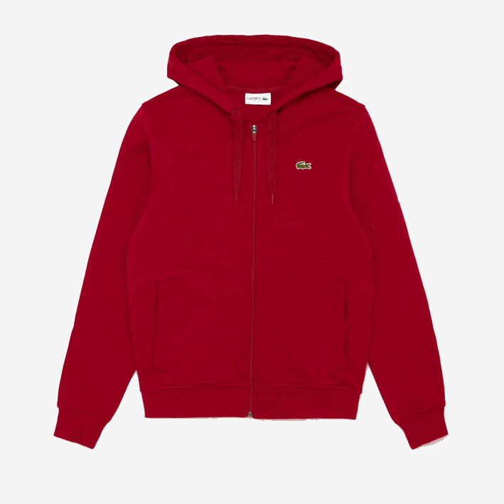 hombres Lacoste 6F24950 burdeos 4cw sudadera con capucha deportiva ligera de dos materiales