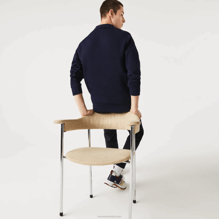 hombres Lacoste 6F24951 azul marino 166 sudadera con cremallera y cuello alto