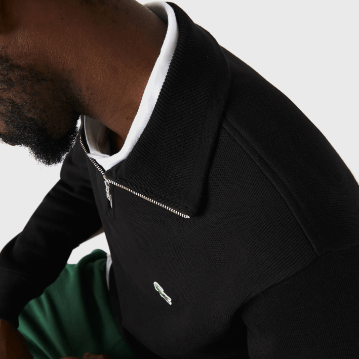hombres Lacoste 6F24952 negro 031 sudadera con cremallera y cuello alto