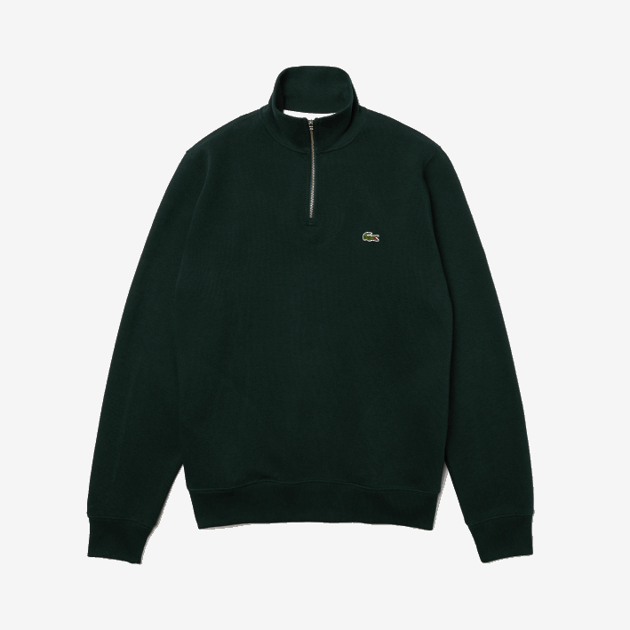 hombres Lacoste 6F24953 yzp verde sudadera con cremallera y cuello alto