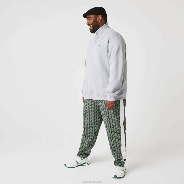 hombres Lacoste 6F24954 lomo gris cca sudadera con cremallera y cuello alto
