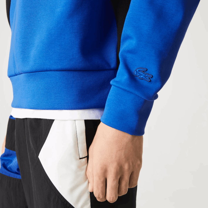 hombres Lacoste 6F24956 azul blanco nne sudadera holgada con efecto patchwork