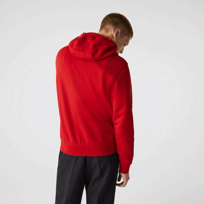 hombres Lacoste 6F24963 rojo e52 sudadera con capucha deportiva ligera de dos materiales