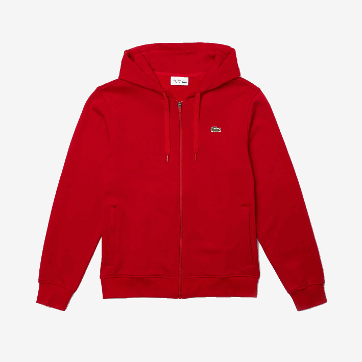 hombres Lacoste 6F24963 rojo e52 sudadera con capucha deportiva ligera de dos materiales