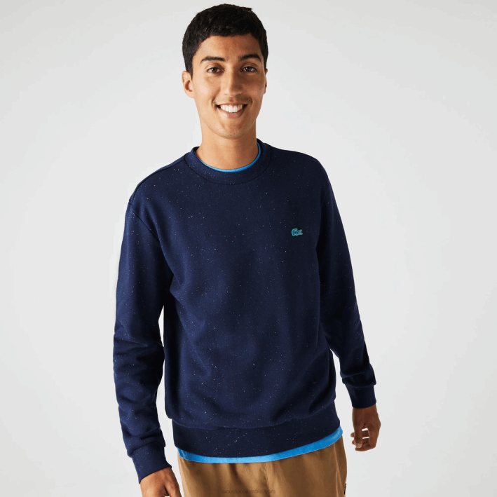 hombres Lacoste 6F24965 azul marino 7cg sudadera de corte clásico con estampado moteado