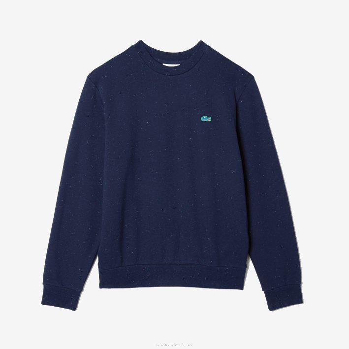 hombres Lacoste 6F24965 azul marino 7cg sudadera de corte clásico con estampado moteado