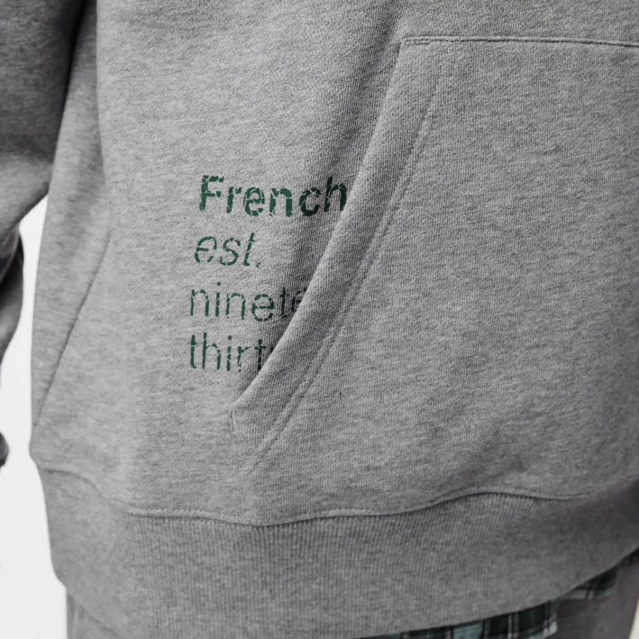 hombres Lacoste 6F24969 lomo gris yrd sudadera holgada con capucha y diseño de cocodrilo