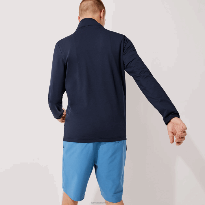 hombres Lacoste 6F24980 azul marino 166 sudadera sport stretch con cremallera en el cuello