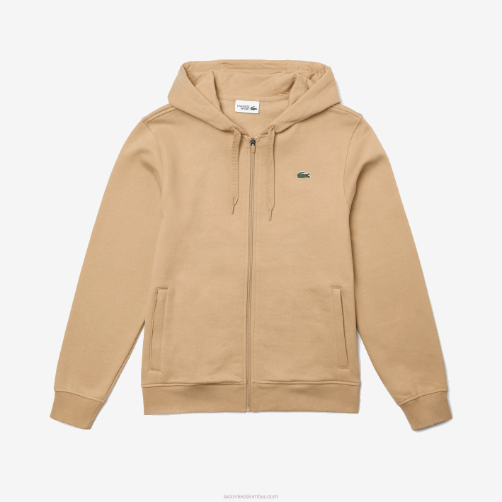 hombres Lacoste 6F24981 beige gp2 sudadera con capucha deportiva ligera de dos materiales