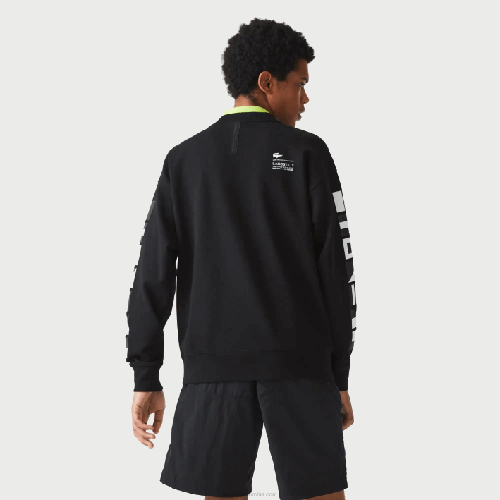 hombres Lacoste 6F24982 negro 031 sudadera holgada con estampado reflectante