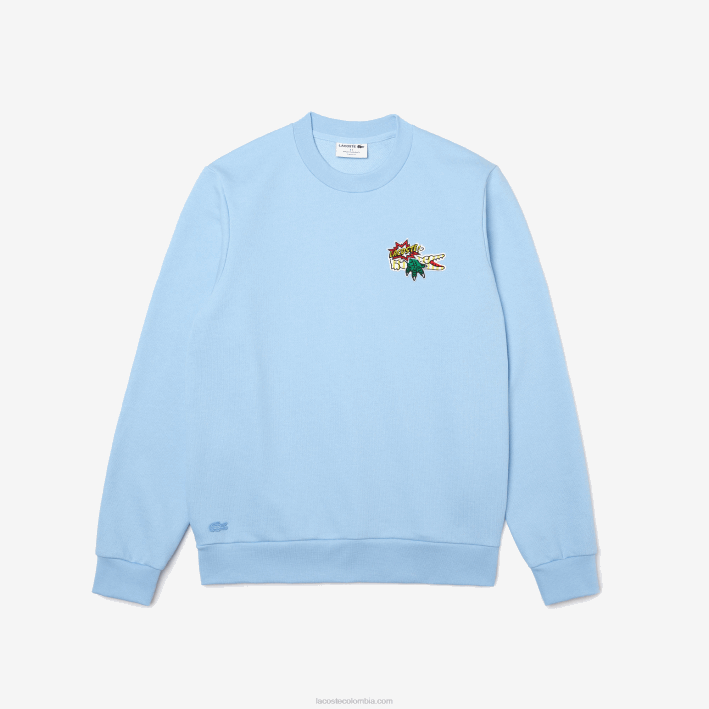hombres Lacoste 6F24990 hbp azul sudadera con insignia de algodón orgánico