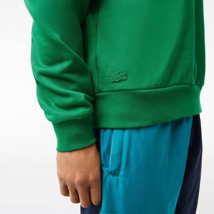 hombres Lacoste 6F24991 ldm verde sudadera con insignia de algodón orgánico