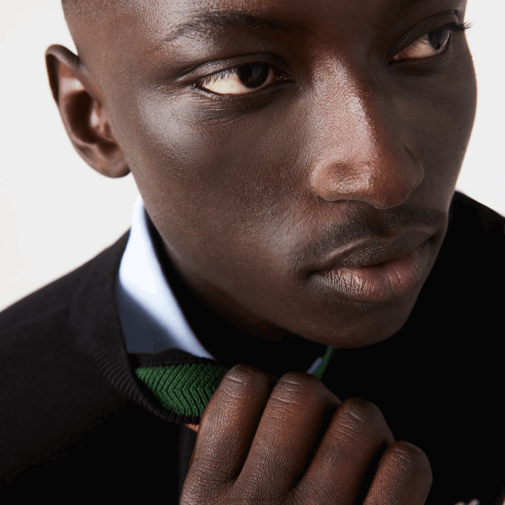 hombres Lacoste 6F241450 negro 031 jersey de algodón orgánico con cuello redondo