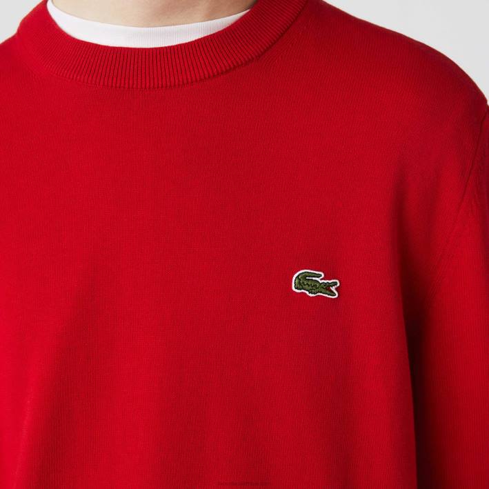 hombres Lacoste 6F241453 rojo 240 jersey de algodón orgánico con cuello redondo