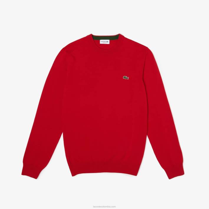 hombres Lacoste 6F241453 rojo 240 jersey de algodón orgánico con cuello redondo