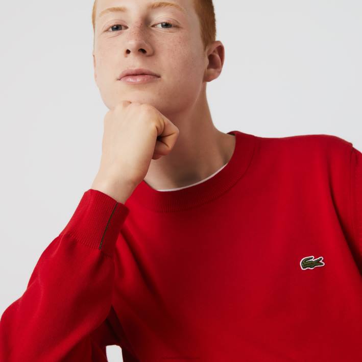 hombres Lacoste 6F241453 rojo 240 jersey de algodón orgánico con cuello redondo