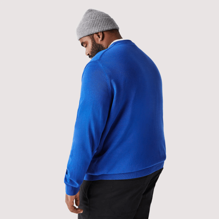 hombres Lacoste 6F241491 k1q azul jersey de algodón orgánico con cuello redondo