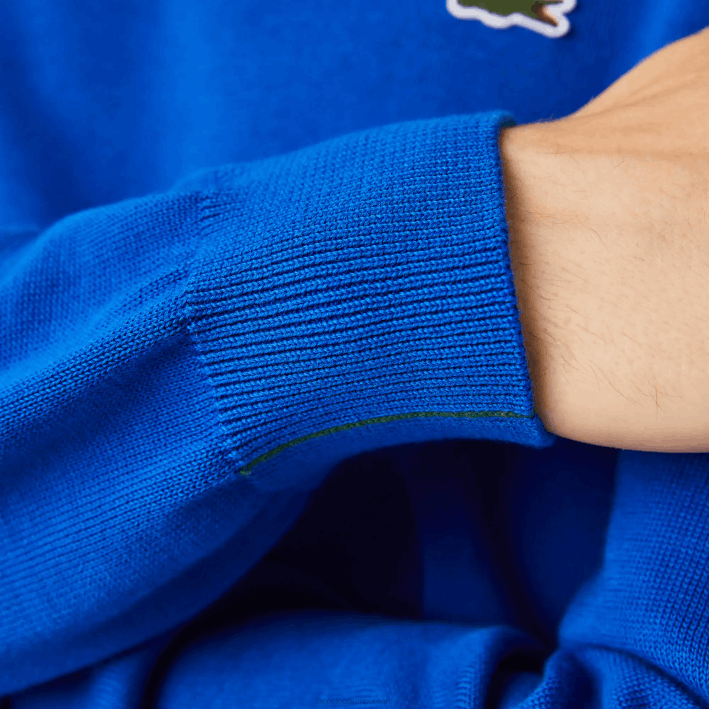 hombres Lacoste 6F241491 k1q azul jersey de algodón orgánico con cuello redondo