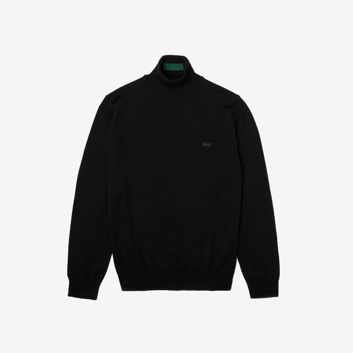 hombres Lacoste 6F241591 negro 031 suéter de lana merino con cuello alto
