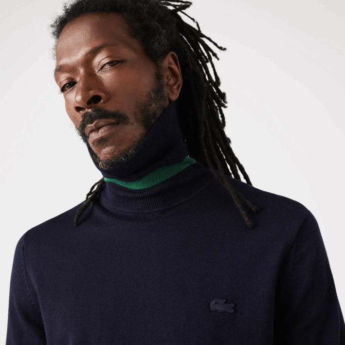 hombres Lacoste 6F241592 azul marino 166 suéter de lana merino con cuello alto hombres Lacoste 6F241592 azul marino 166 suéter de lana merino con cuello alto