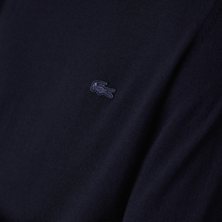 hombres Lacoste 6F241592 azul marino 166 suéter de lana merino con cuello alto