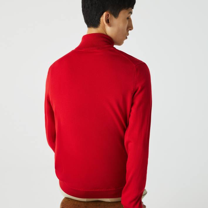 hombres Lacoste 6F241593 rojo 240 suéter de lana merino con cuello alto