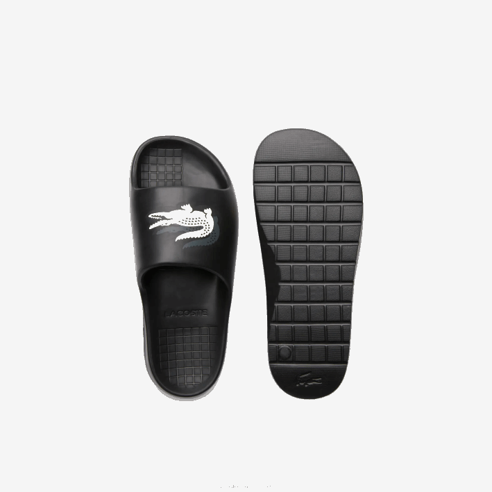 hombres Lacoste 6F241740 negro y blanco roto 454 Serve slide 2.0 evo diapositivas sintéticas colorblock