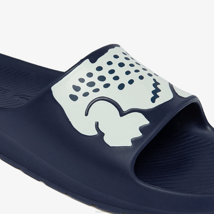 hombres Lacoste 6F241755 azul marino y blanco 092 chanclas sintéticas croco 2.0
