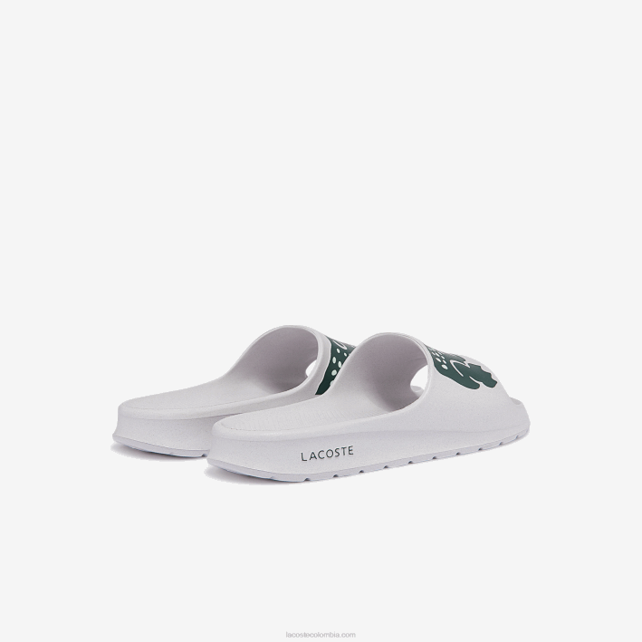 hombres Lacoste 6F241756 blanco y verde oscuro 1r5 chanclas sintéticas croco 2.0