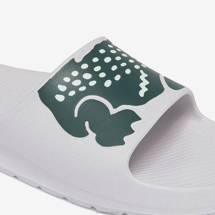 hombres Lacoste 6F241756 blanco y verde oscuro 1r5 chanclas sintéticas croco 2.0