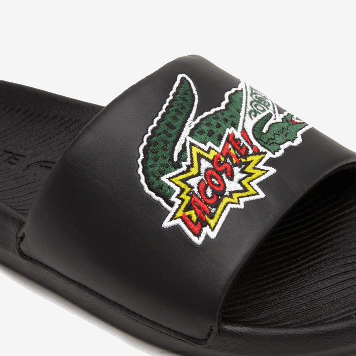 hombres Lacoste 6F241761 negro 02h chanclas sintéticas de cocodrilo