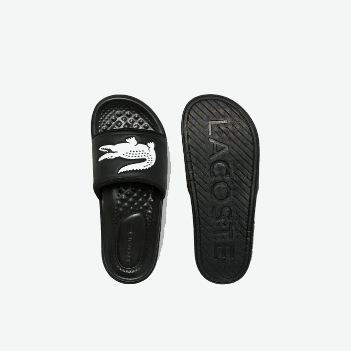 hombres Lacoste 6F241765 blanco y negro 312 chanclas croco dualiste con correa sintética y logo
