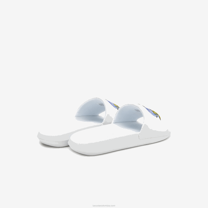 hombres Lacoste 6F241768 blanco/verde 082 chanclas sintéticas de cocodrilo