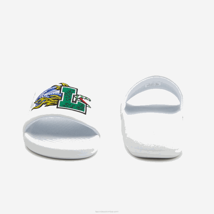 hombres Lacoste 6F241768 blanco/verde 082 chanclas sintéticas de cocodrilo