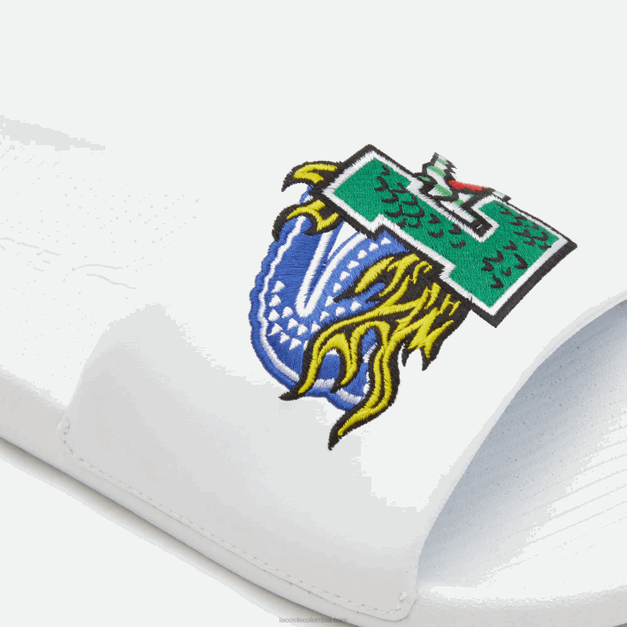 hombres Lacoste 6F241768 blanco/verde 082 chanclas sintéticas de cocodrilo
