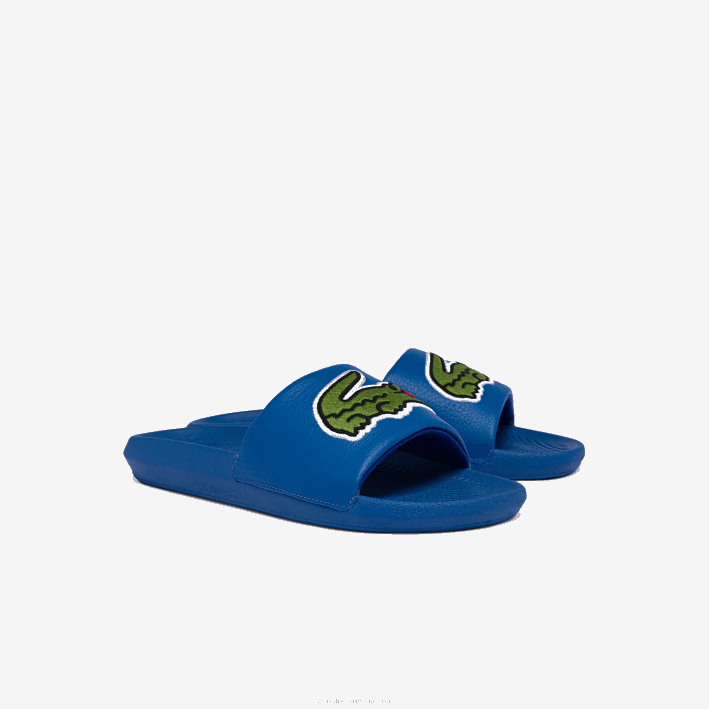 hombres Lacoste 6F241773 azul verde bg3 chanclas sintéticas de cocodrilo con tira del logo
