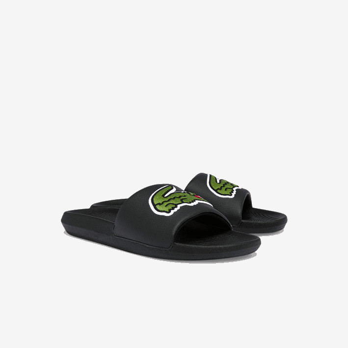 hombres Lacoste 6F241808 negro y verde 1b4 chanclas sintéticas de cocodrilo