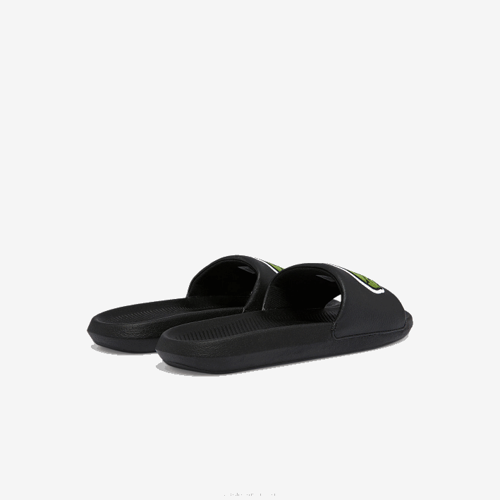 hombres Lacoste 6F241808 negro y verde 1b4 chanclas sintéticas de cocodrilo