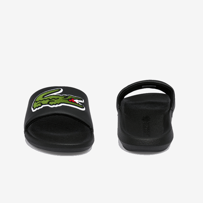 hombres Lacoste 6F241808 negro y verde 1b4 chanclas sintéticas de cocodrilo