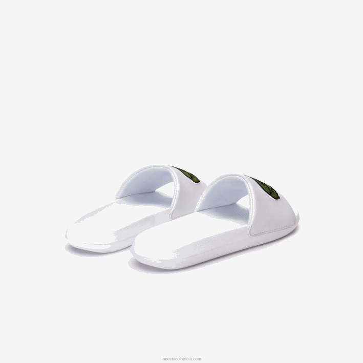 hombres Lacoste 6F241809 blanco/verde 082 chanclas sintéticas de cocodrilo